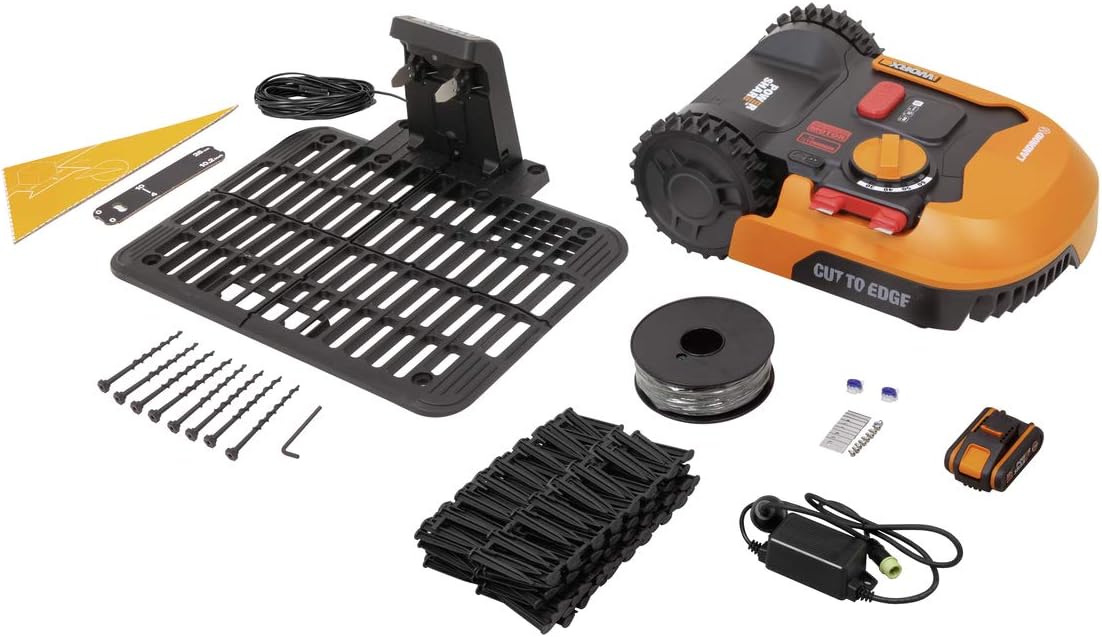 WORX LANDROID Vision WR206E.1, Robot Tondeuse sans Fil périphérique 600 m² Surf.Max 700 m², Installation en 30 Min, Caméra 4K + IA Adaptative, évite Tous Les Obstacles, Coupe des Bordures, Multizone