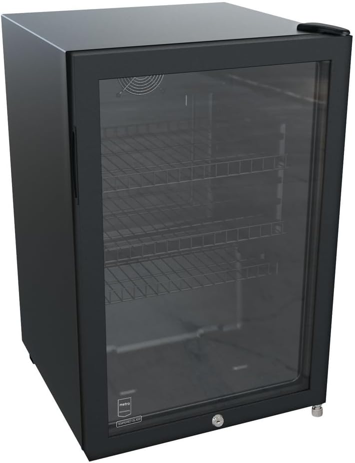 METRO Professional Réfrigérateur à boissons GPC1088, métal/verre, 43 x 49 x 83 cm, 88 L, réfrigération statique, noir