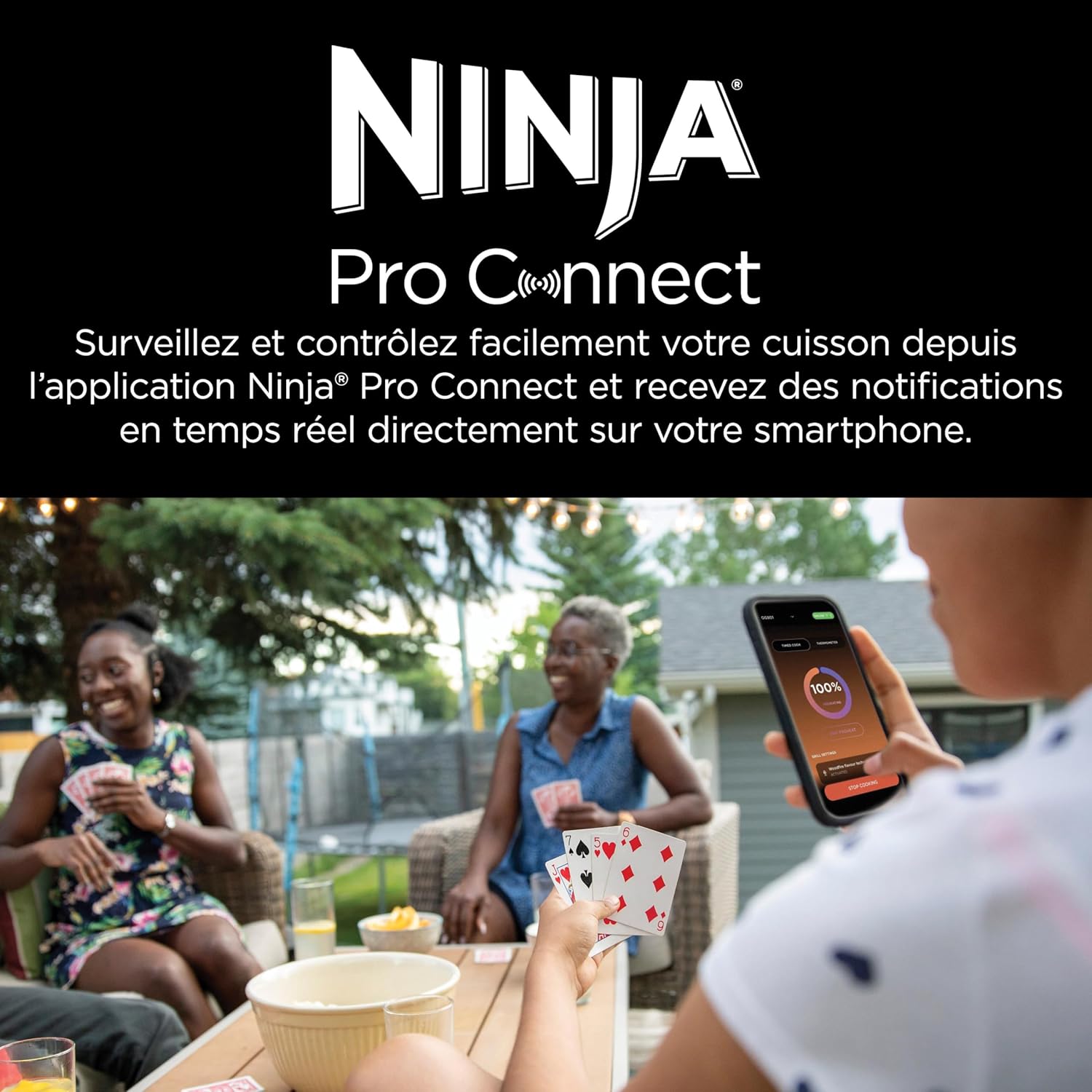 Ninja Woodfire Barbecue électrique et fumoir Pro XL avec thermomètre, barbecue et Air fryer d'extérieur 4-en-1 avec système Smart Cook et granulés Woodfire, portatif, gris/noir, OG850EU