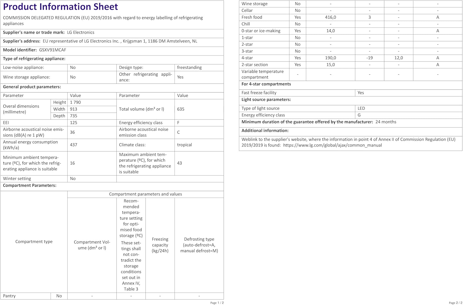 LG GSXV91MCAF Réfrigérateur combiné - Side by Side, 635L, InstaView, Total No-Frost, Compartiment congélation, Distributeur d'eau et glace UVnano, Compresseur Inverter Linear, Wi-Fi, Noir, Classe F