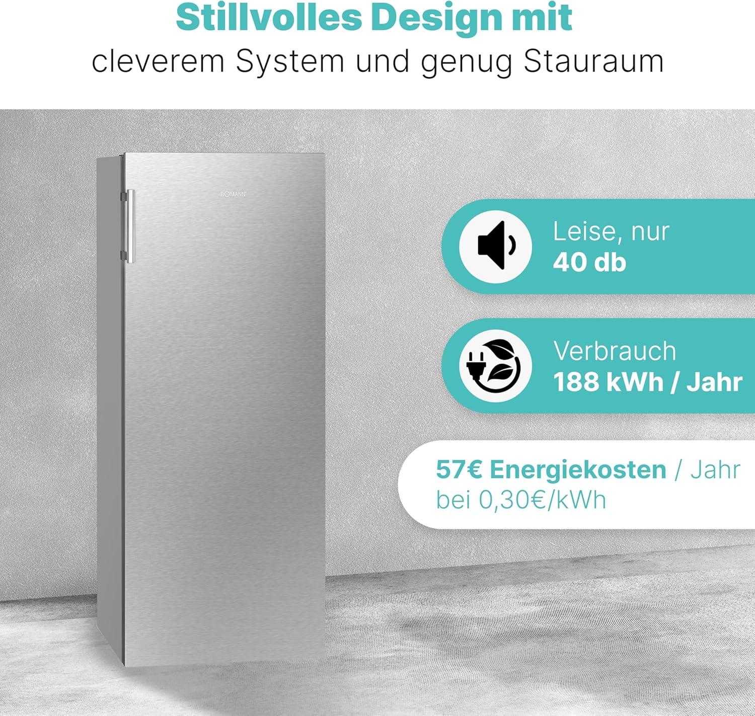 Congélateur 165L blanc Bomann GS7317-1-blanc, Volume net : 165 litres, pose libre, Éclairage intérieur à LED, Température réglable, silencieux, economique Congélateur 4 étoiles