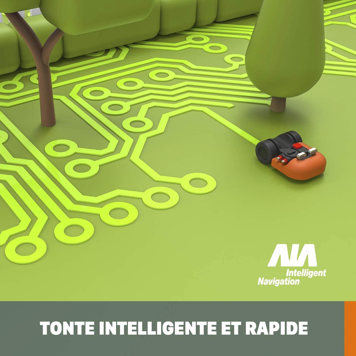 WORX LANDROID Vision WR206E.1, Robot Tondeuse sans Fil périphérique 600 m² Surf.Max 700 m², Installation en 30 Min, Caméra 4K + IA Adaptative, évite Tous Les Obstacles, Coupe des Bordures, Multizone