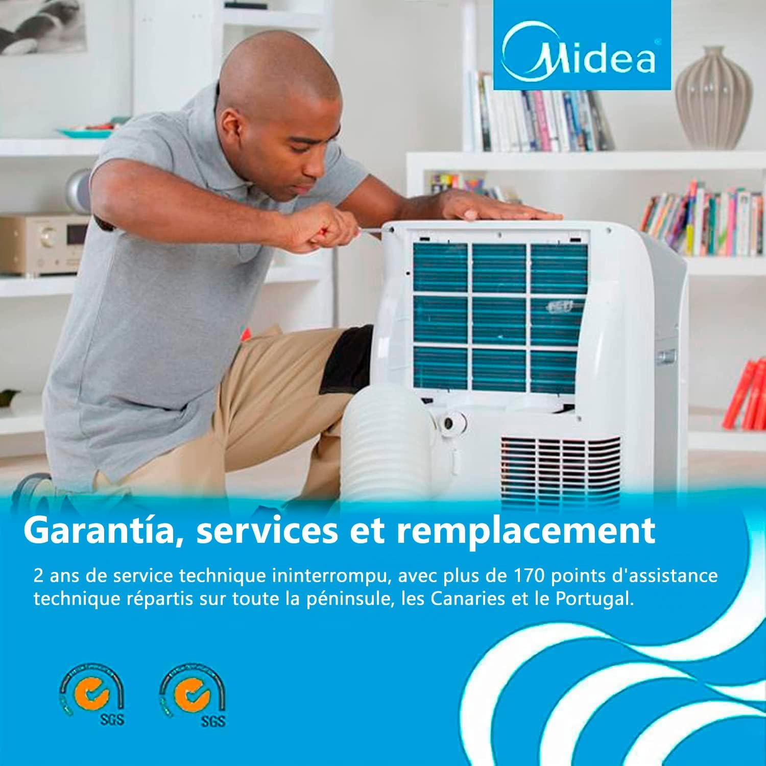 MIDEA Climatiseur PortaSplit Mobile Silencieux 4-in-1| 12000 BTU | Chauffage et Climatisation Portable Prêt à Poser 3,5kW- Clim Mobile avec rafraîchisseur, déshumidificateur, chauffage,ventilateur