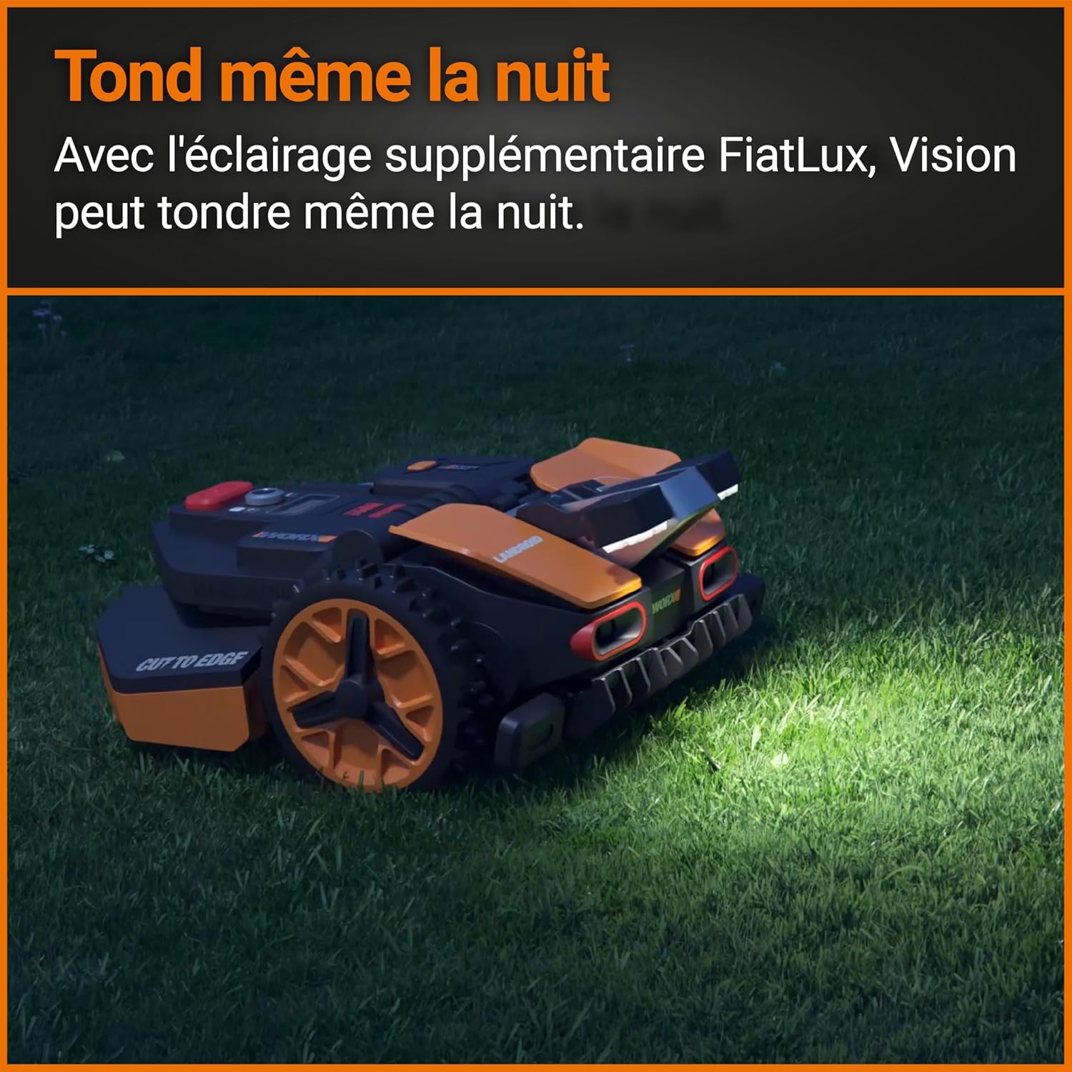 WORX LANDROID Vision WR206E.1, Robot Tondeuse sans Fil périphérique 600 m² Surf.Max 700 m², Installation en 30 Min, Caméra 4K + IA Adaptative, évite Tous Les Obstacles, Coupe des Bordures, Multizone