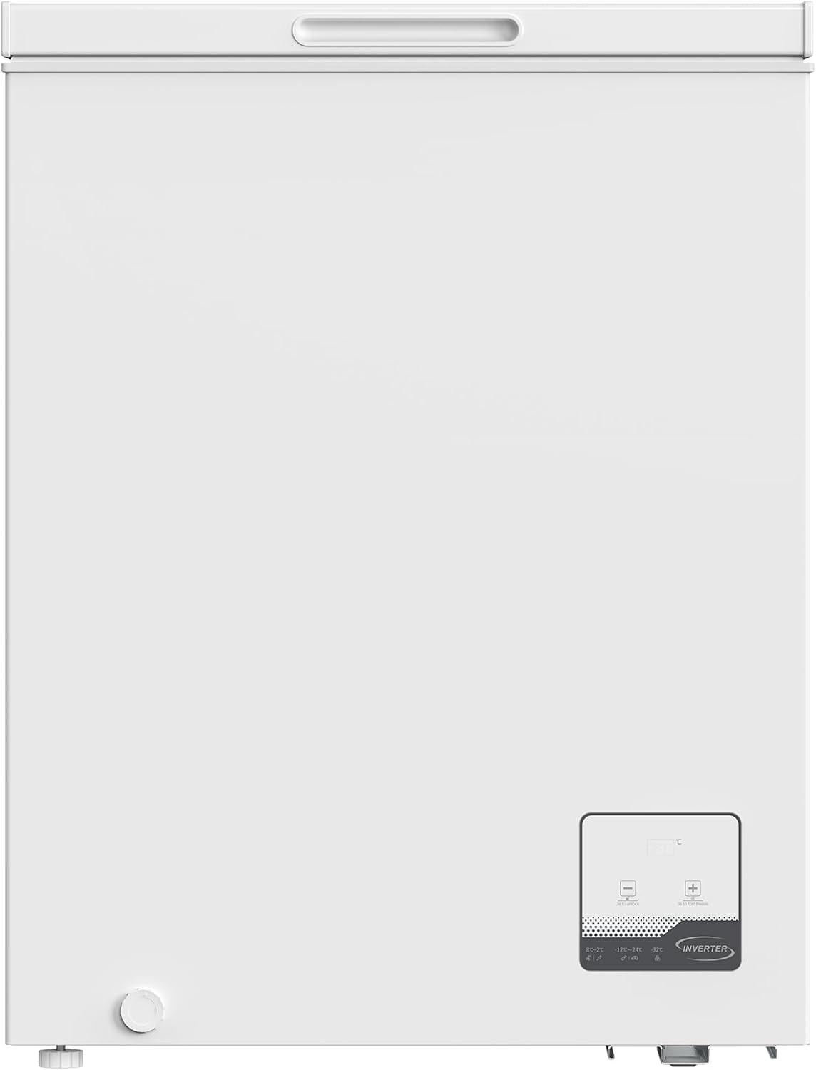 Congélateur coffre CHiQ 142L, 63,5 x 55,6 x 83,5cm, Congélateur Inverter, Affichage de la température extérieure, Mode de congélation rapide -32℃, Grille métallique,Faible bruit