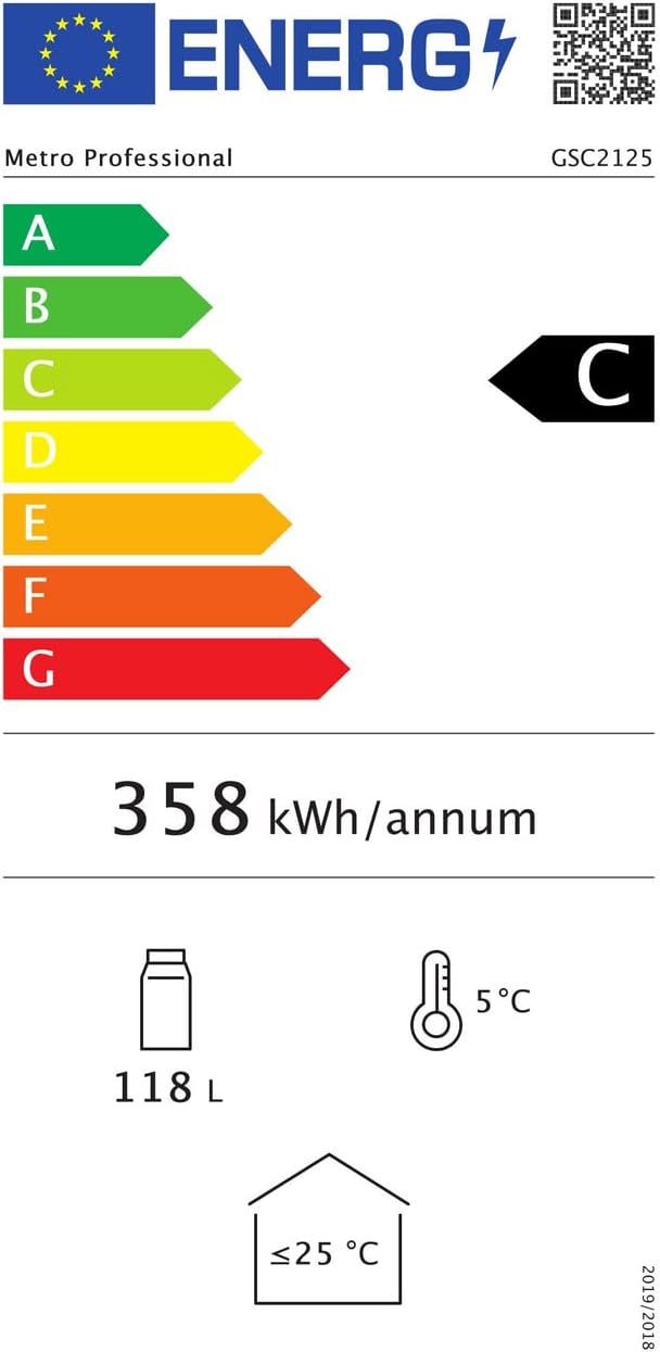 METRO Professional Réfrigérateur à boissons GPC1088, métal/verre, 43 x 49 x 83 cm, 88 L, réfrigération statique, noir