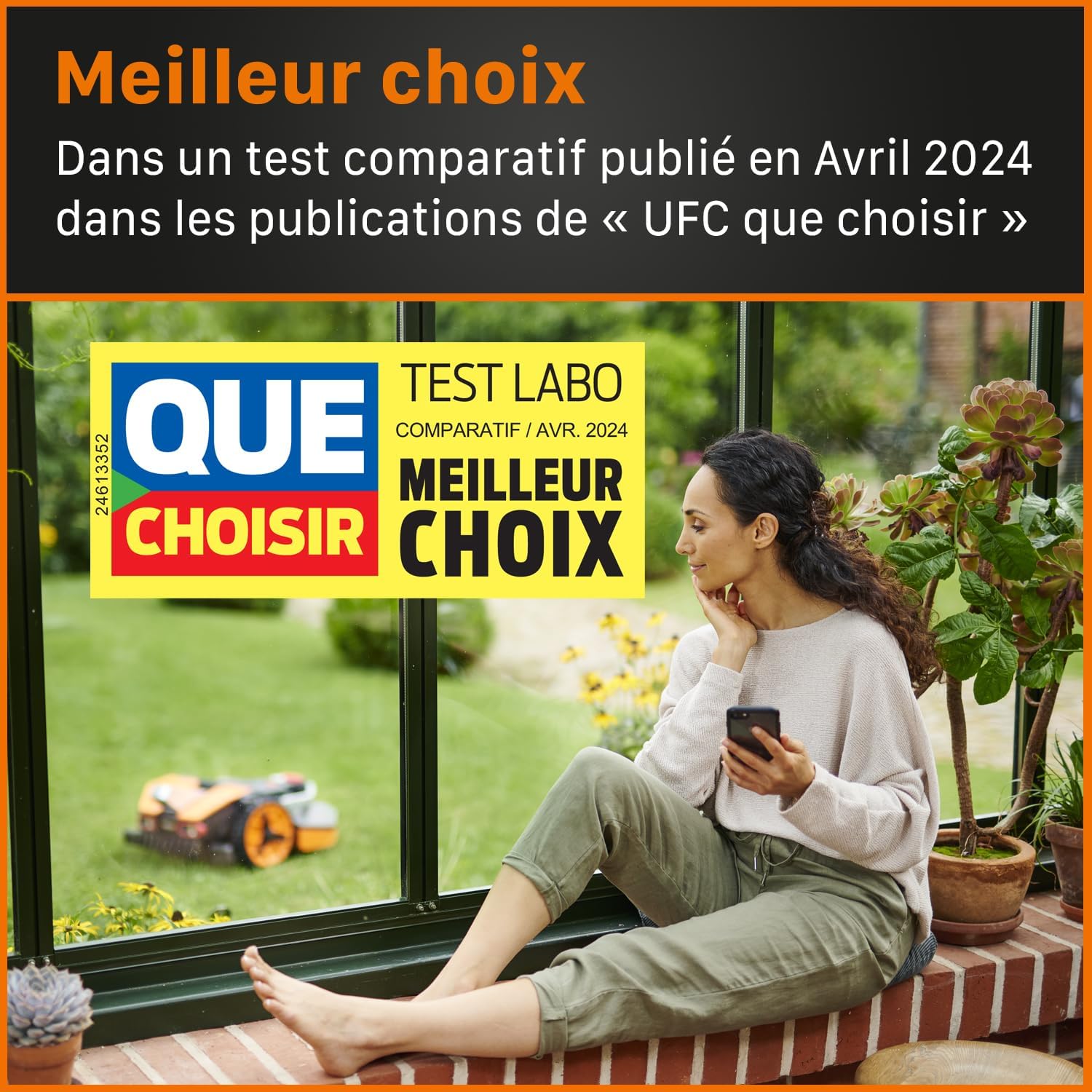WORX LANDROID Vision WR206E.1, Robot Tondeuse sans Fil périphérique 600 m² Surf.Max 700 m², Installation en 30 Min, Caméra 4K + IA Adaptative, évite Tous Les Obstacles, Coupe des Bordures, Multizone