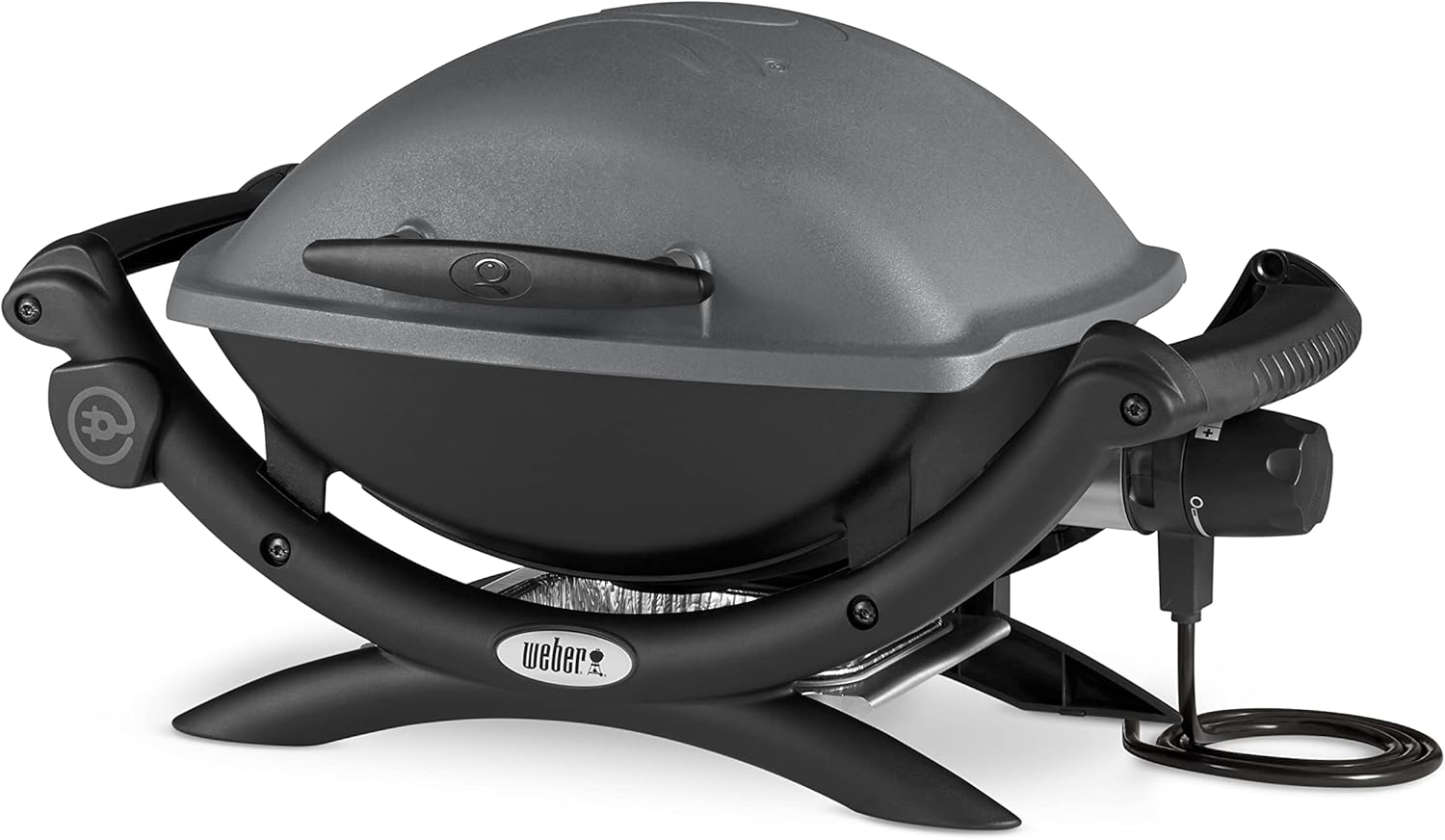 Weber Q1400 Barbecue électrique, surface de cuisson 43 x 32 cm, nomade, grille en fonte émaillée divisée en 2 parties, couvercle et cuve en fonte d'aluminium - Gris foncé (52020053)