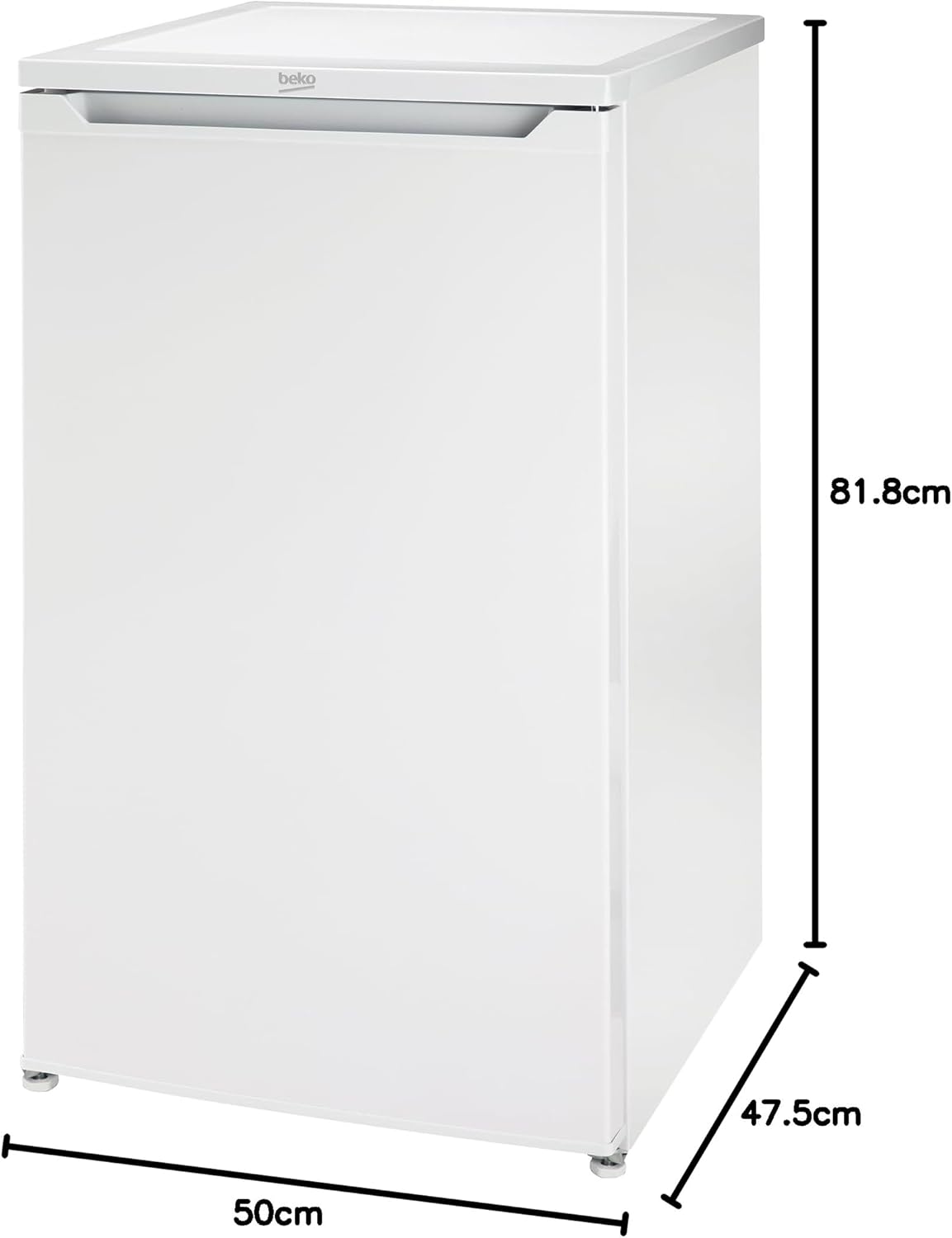 Beko TS190040N Réfrigérateur pose libre 88 l Capacité totale 88 l Butée de porte interchangeable Bon éclairage dans l'appareil 38 dB Étagères en verre robuste Blanc