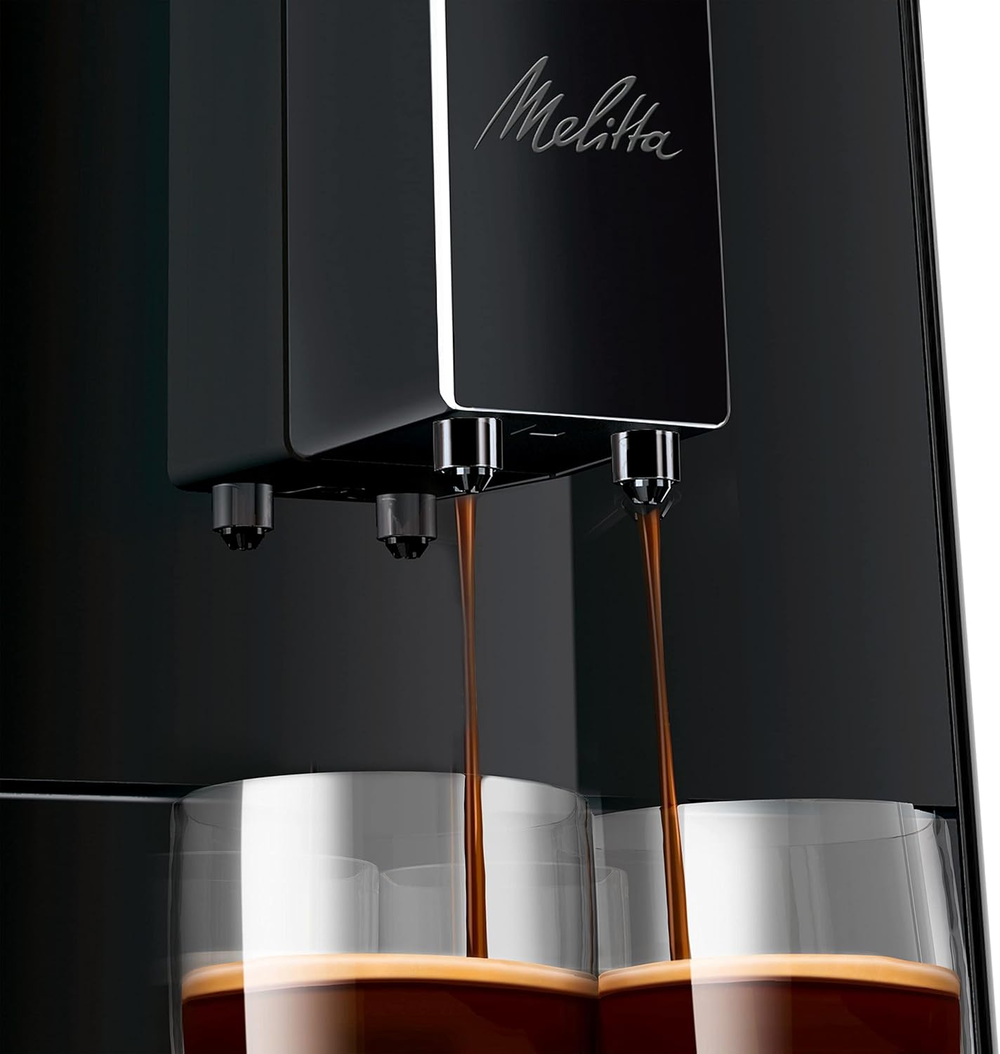 Melitta Caffeo Solo Noir Pure Black, Machine à Café à Grains avec Broyeur et Système d'Extraction des Arômes, Affichage LED, Mode 1 à 2 Tasses, Cafetière Expresso, Automatique, E950-222, 1400W