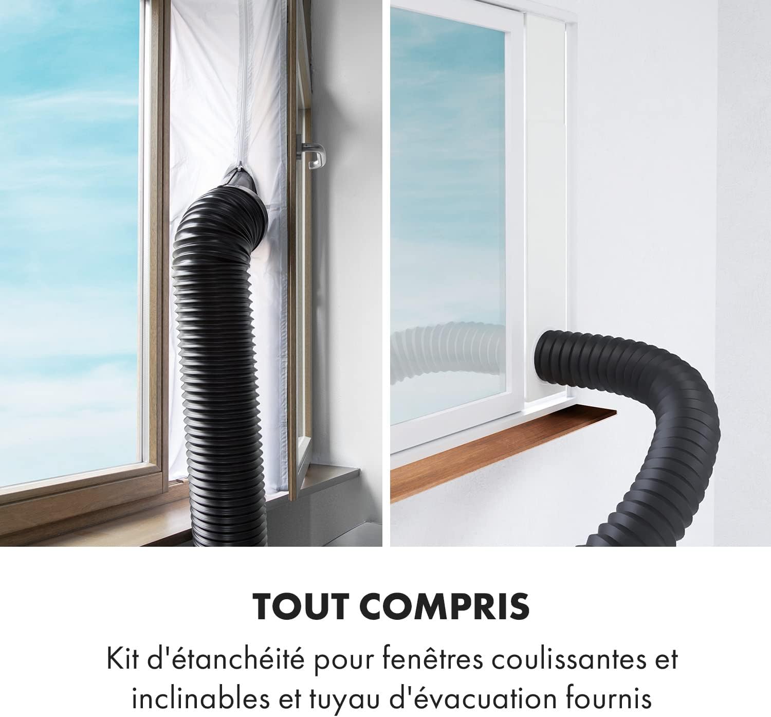 Klarstein Climatiseur Mobile Silencieux, 4 en 1, Mode Nuit, Déshumidificateur, Ventilateur, Mini Climatisation à Faible Conso, Evacuation, Clim Portable, Puissante, 10000 BTU