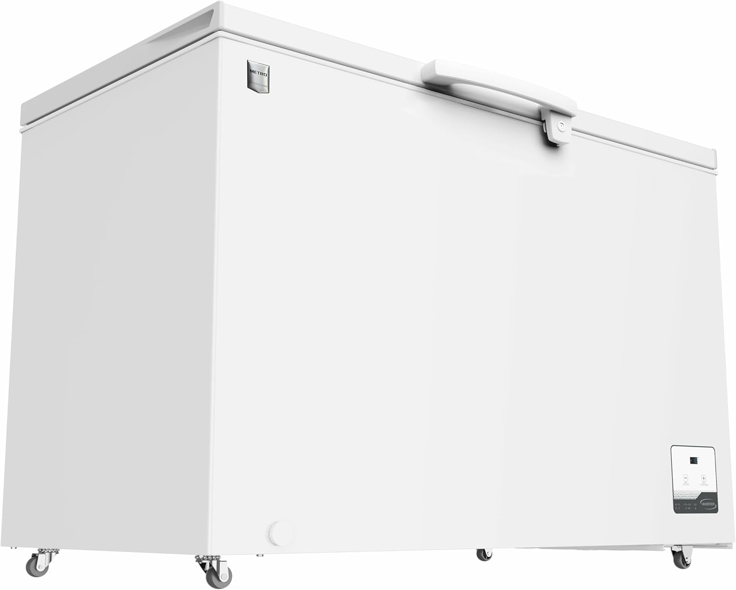 METRO Professional Congélateur bahut GHF2700S, acier, 188 x 73.5 x 94.5 cm, 700 L, 125 W, 3 paniers, éclairage LED, avec serrure, blanc/gris