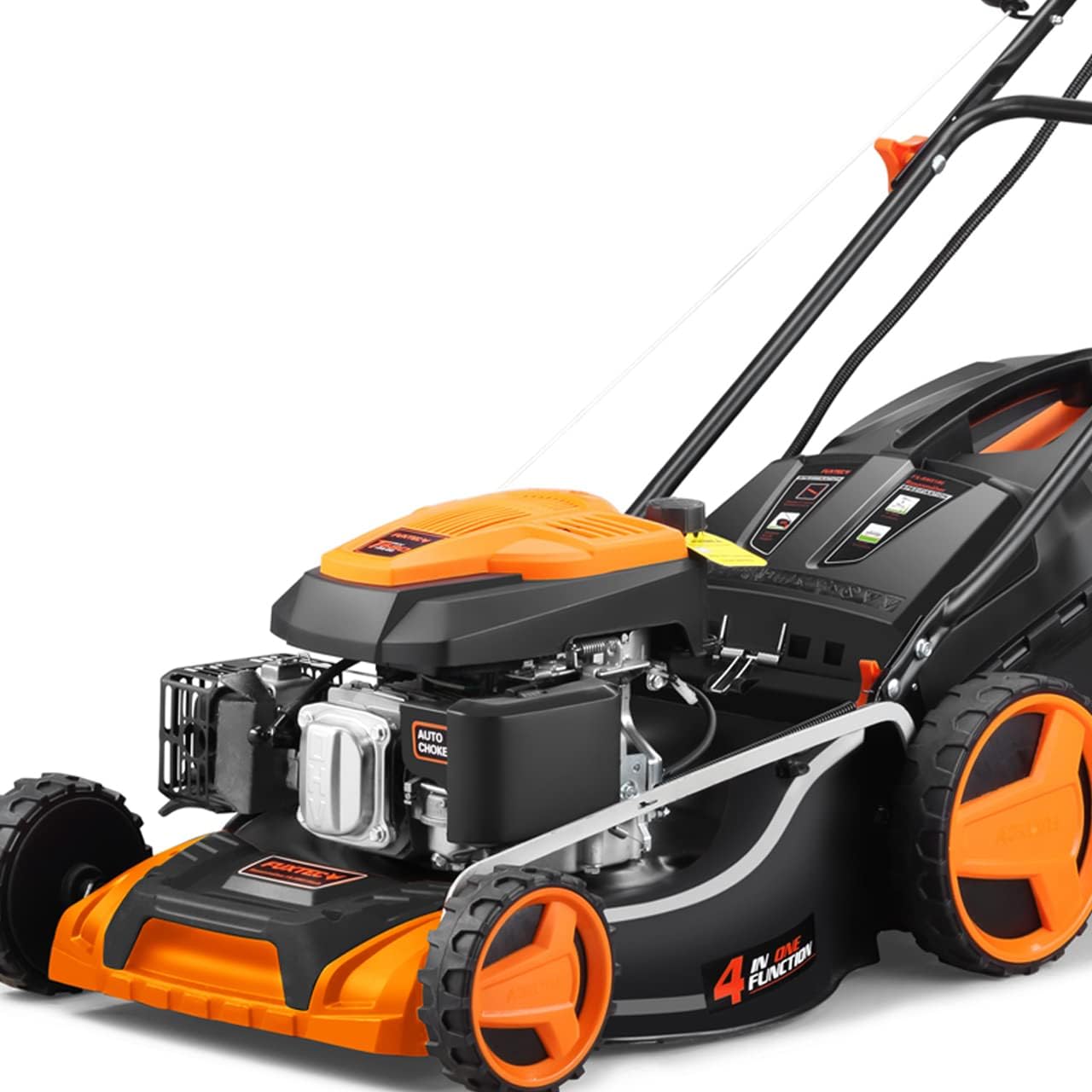 FUXTEC Tondeuse Thermique Autotractée Démarrage Électrique FX-RM5170eS 4en1-170cm3 4CV | 4 Temps | Largeur 51cm, Hauteur De Coupe 7 Positions, Bac 60L, Fonction Mulching, Éjection Latérale