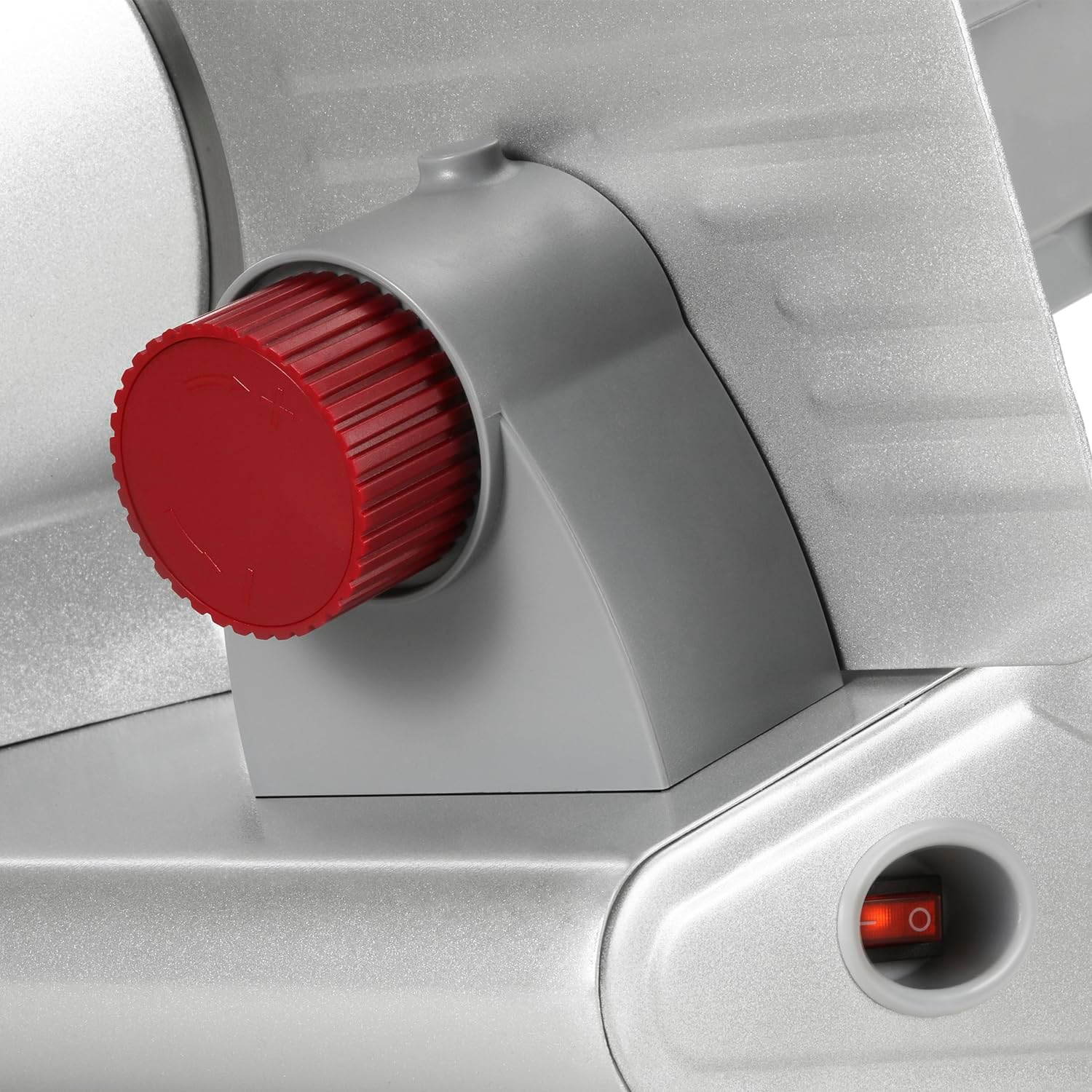 H.Koenig Trancheuse électrique à viande MSX254, charcuterie, professionnelle, précise,coupe 0-12 mm,lame 25 cm,aiguiseur intégré,large plateau,282 rpm, Rouge