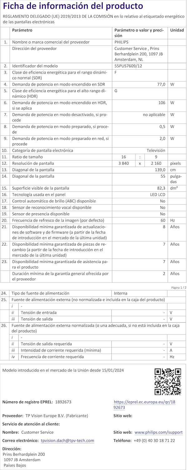 Philips 43PUS7609 Smart TV LED 4K - Écran 43 Pouces avec Plate-Forme Pixel Precise Ultra HD Titan OS et Son Dolby Atmos, Fonctionne avec Alexa et l’Assistant Vocal Google - Gris Anthracite