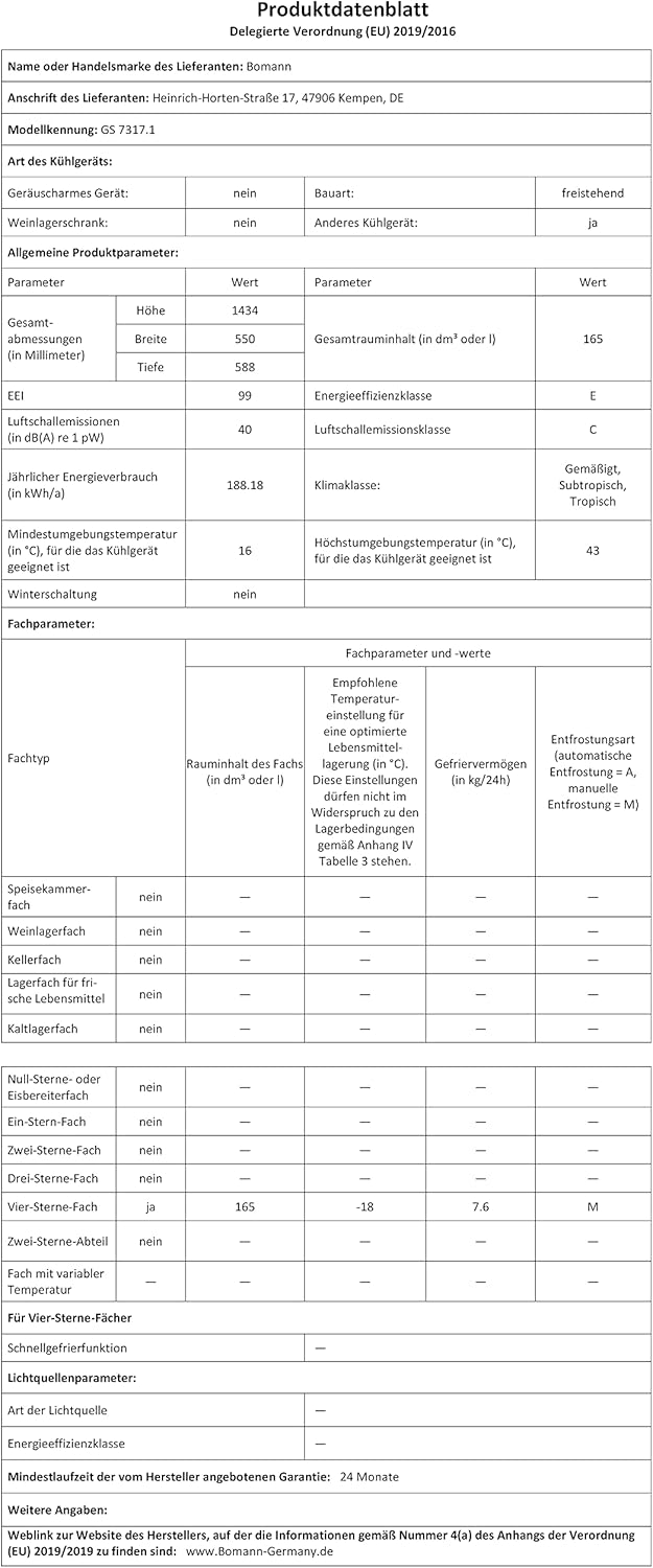Congélateur 165L blanc Bomann GS7317-1-blanc, Volume net : 165 litres, pose libre, Éclairage intérieur à LED, Température réglable, silencieux, economique Congélateur 4 étoiles