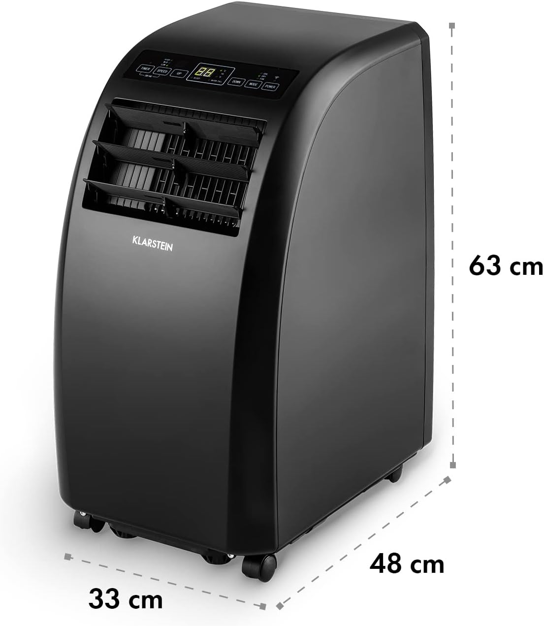 Klarstein Climatiseur Mobile Silencieux, 4 en 1, Mode Nuit, Déshumidificateur, Ventilateur, Mini Climatisation à Faible Conso, Evacuation, Clim Portable, Puissante, 10000 BTU