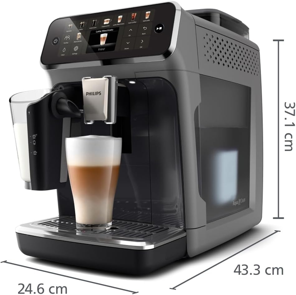 Philips Machine à Expresso Entièrement Automatique 5500 Series–20 Boissons Chaudes et Glacées, Carafe LatteGo Facile à Nettoyer, SilentBrew 40% Plus Silencieuse, QuickStart, Noir et Argent (EP5546/70)