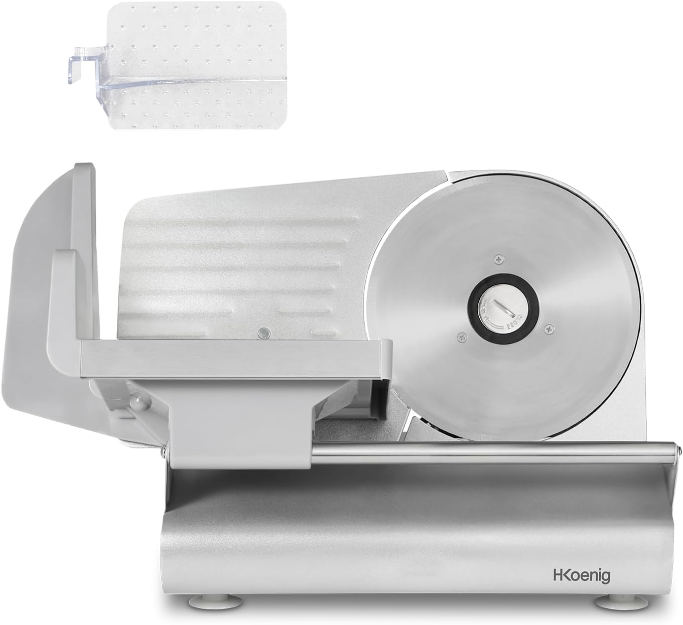 H.Koenig Trancheuse électrique à viande MSX254, charcuterie, professionnelle, précise,coupe 0-12 mm,lame 25 cm,aiguiseur intégré,large plateau,282 rpm, Rouge