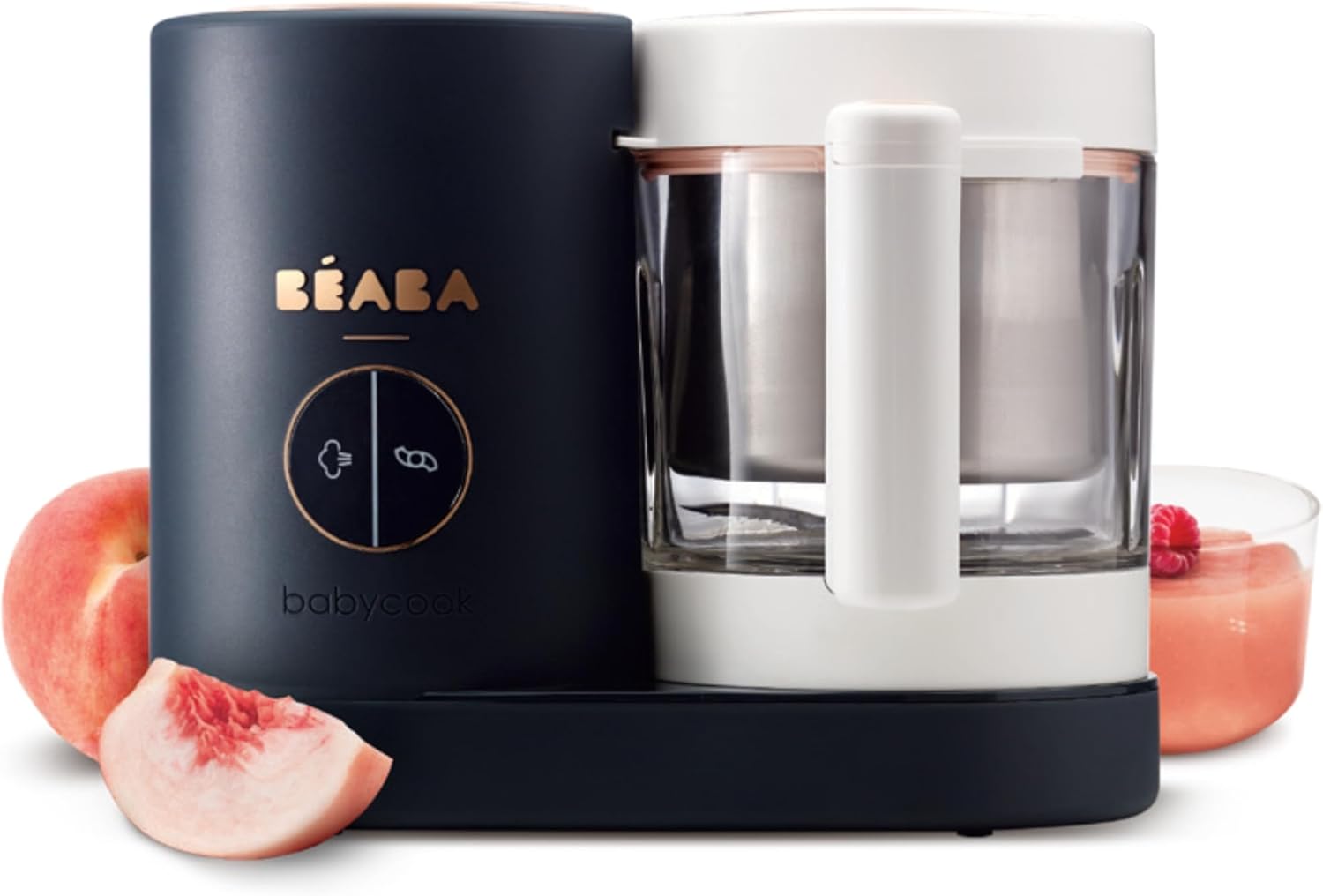 BÉABA, Babycook Néo, Mixeur Cuiseur Vapeur 6 en 1, Robot Bebe Fabriqué en France, Bol en Verre, Cuve Inox, Grande contenance, Diversification alimentaire, Petits pots bébé maison, Rapide, Eucalyptus