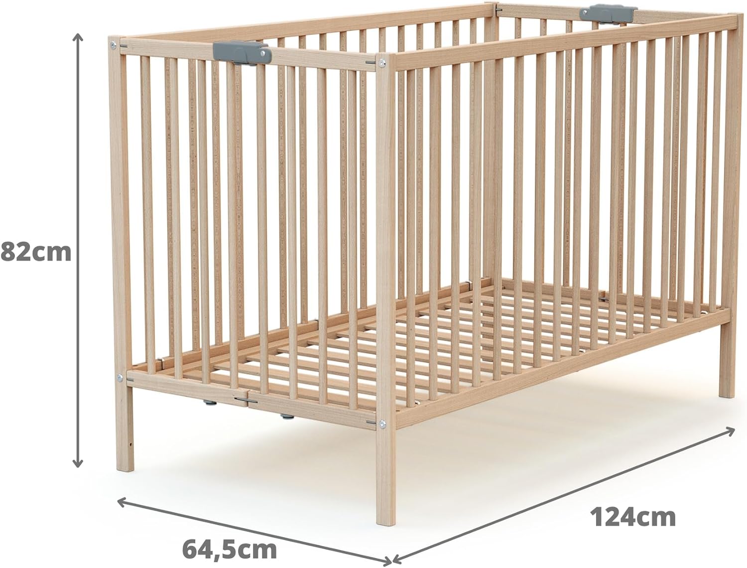 WEBABY - Lit bébé pliant 60x120cm Blanc | Bois massif | Dès la naissance |Confort de sommeil | Sommier à lattes | Compact | Transportable | Pliable |Gain de place | Lit de voyage