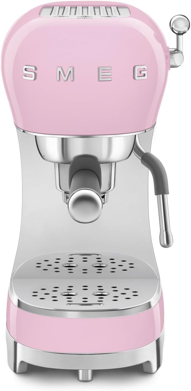 Smeg, Machine à Café Expresso Manuelle ECF02CREU, Système Thermoblock et Buse Vapeur, 4 Fonctions Expresso, Plateau Amovible, Porte Filtre, Réservoir d'Eau 1 L, Dimensions Compactes, 1350W, Crème