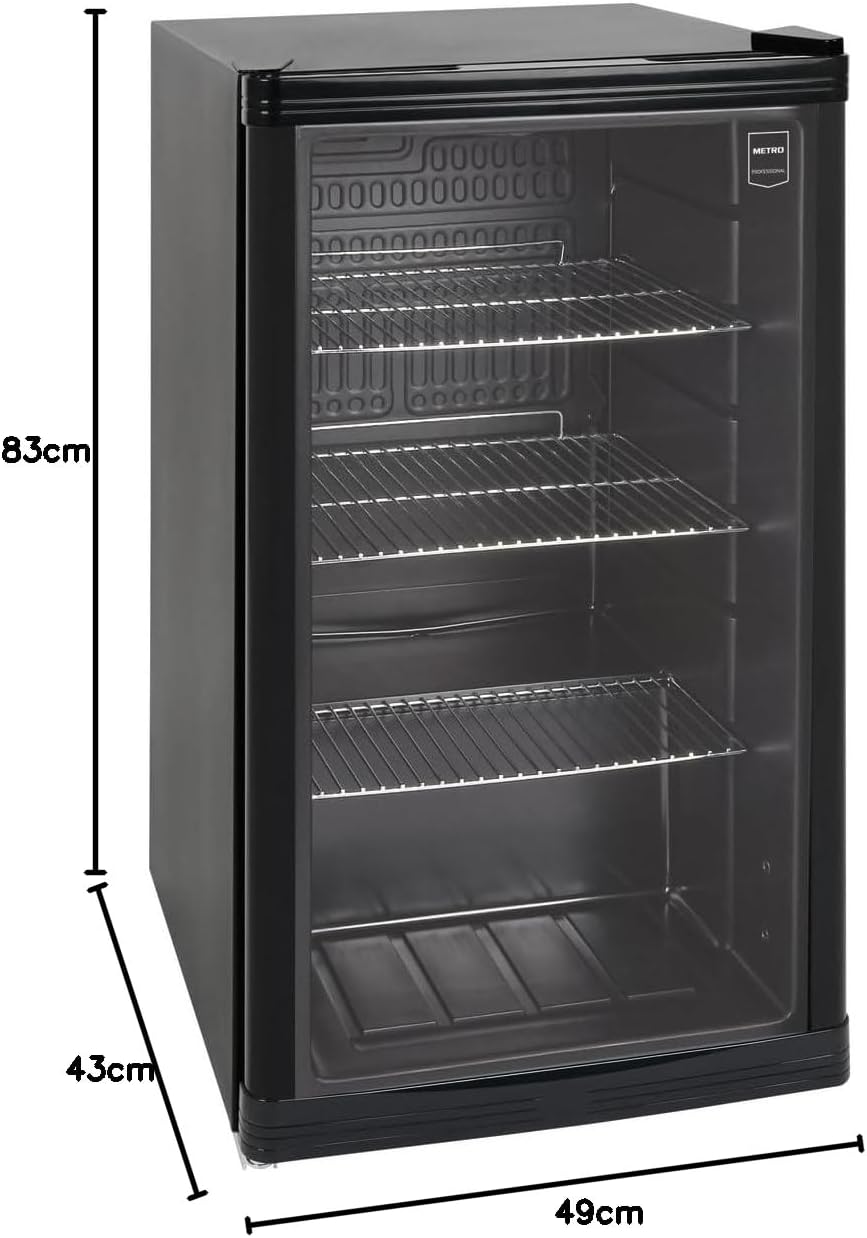 METRO Professional Réfrigérateur à boissons GPC1088, métal/verre, 43 x 49 x 83 cm, 88 L, réfrigération statique, noir