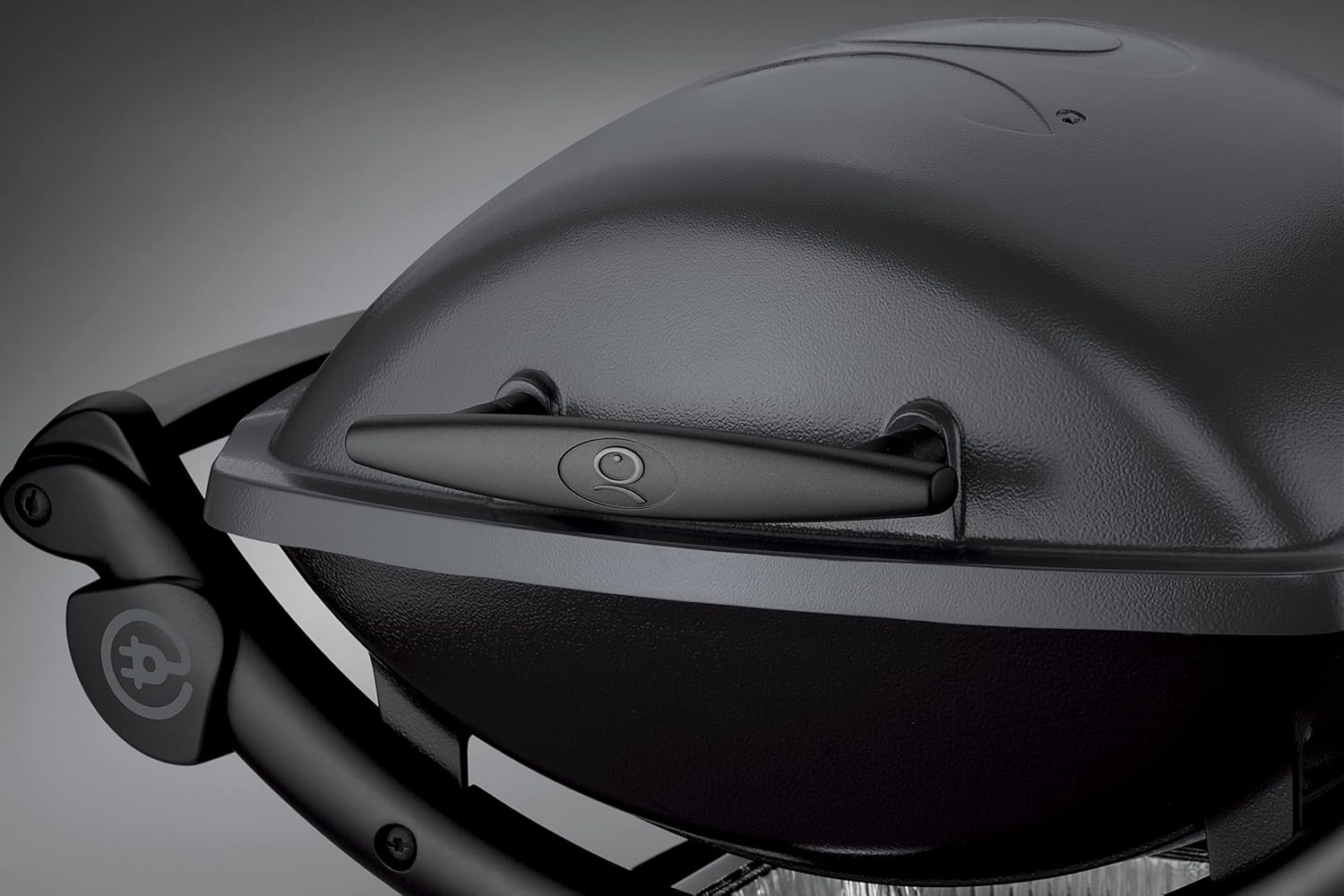 Weber Q1400 Barbecue électrique, surface de cuisson 43 x 32 cm, nomade, grille en fonte émaillée divisée en 2 parties, couvercle et cuve en fonte d'aluminium - Gris foncé (52020053)
