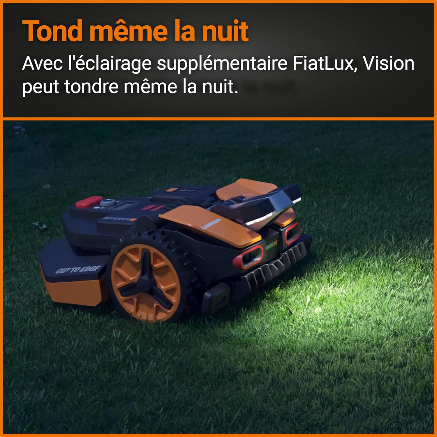 WORX LANDROID Vision WR206E.1, Robot Tondeuse sans Fil périphérique 600 m² Surf.Max 700 m², Installation en 30 Min, Caméra 4K + IA Adaptative, évite Tous Les Obstacles, Coupe des Bordures, Multizone