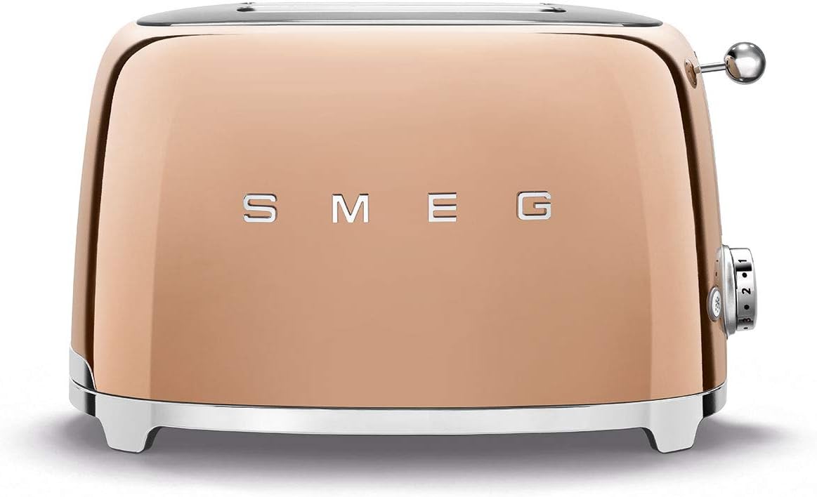 Smeg, Grille-pain 2 Tranches TSF01BLEU, 2 Fentes 36 mm, 6 Niveaux de Brunissage, Fonction Chauffage, Décongélation et Bagel, Éjection Automatique du Pain, Ramasse Miettes, 950 W, Noir