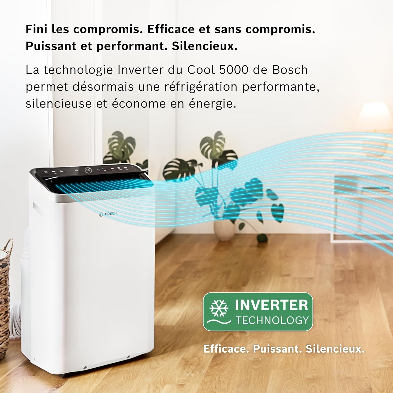 Bosch Cool 2000 Portable AC - 3 en 1 : Climatiseur, Déshumidificateur, Ventilateur - 2,6kW PAC pour les pièces jusqu'à 35m² - Avec Mode Auto, Mode Silencieux & Mode Veille