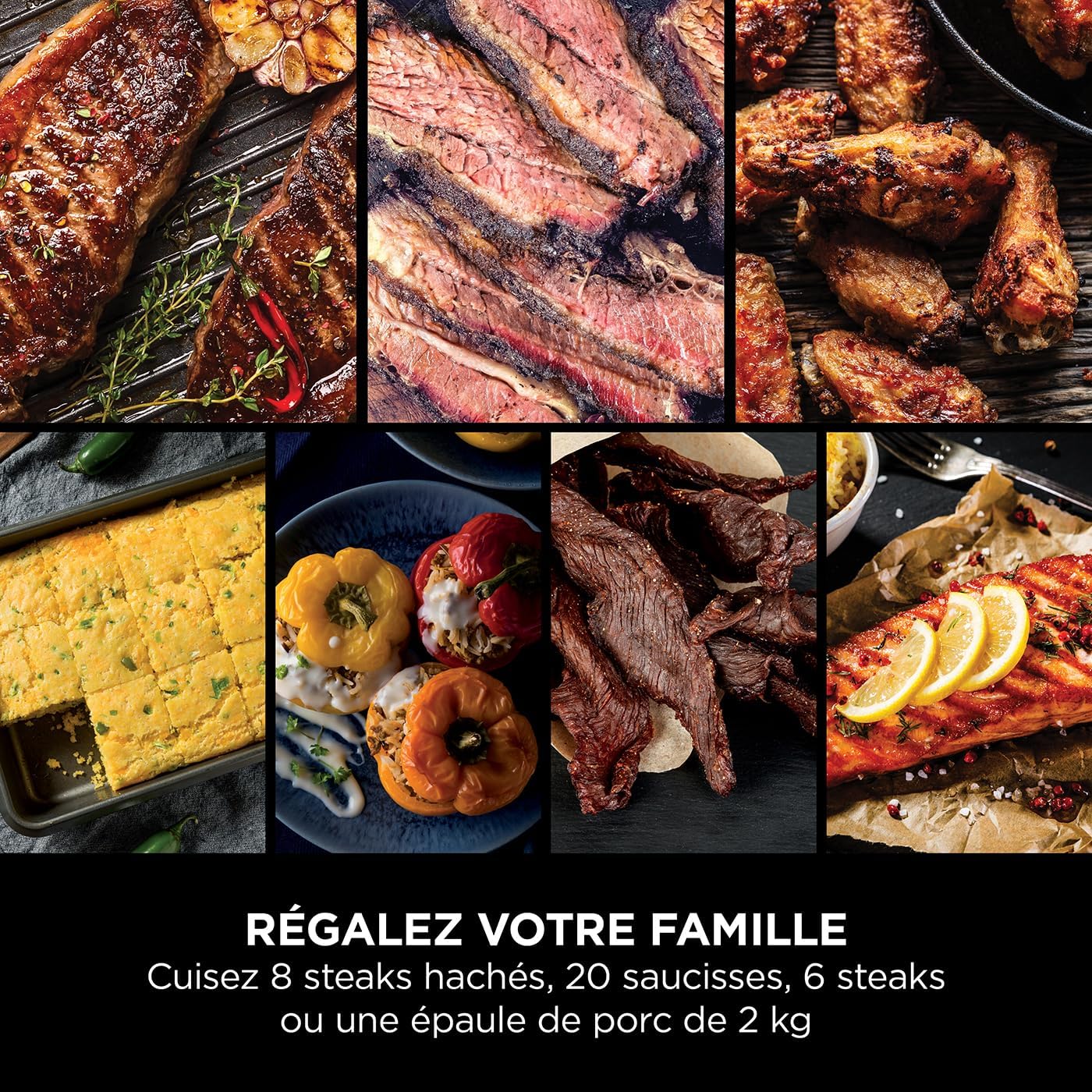 Ninja Woodfire Barbecue électrique et fumoir Pro XL avec thermomètre, barbecue et Air fryer d'extérieur 4-en-1 avec système Smart Cook et granulés Woodfire, portatif, gris/noir, OG850EU