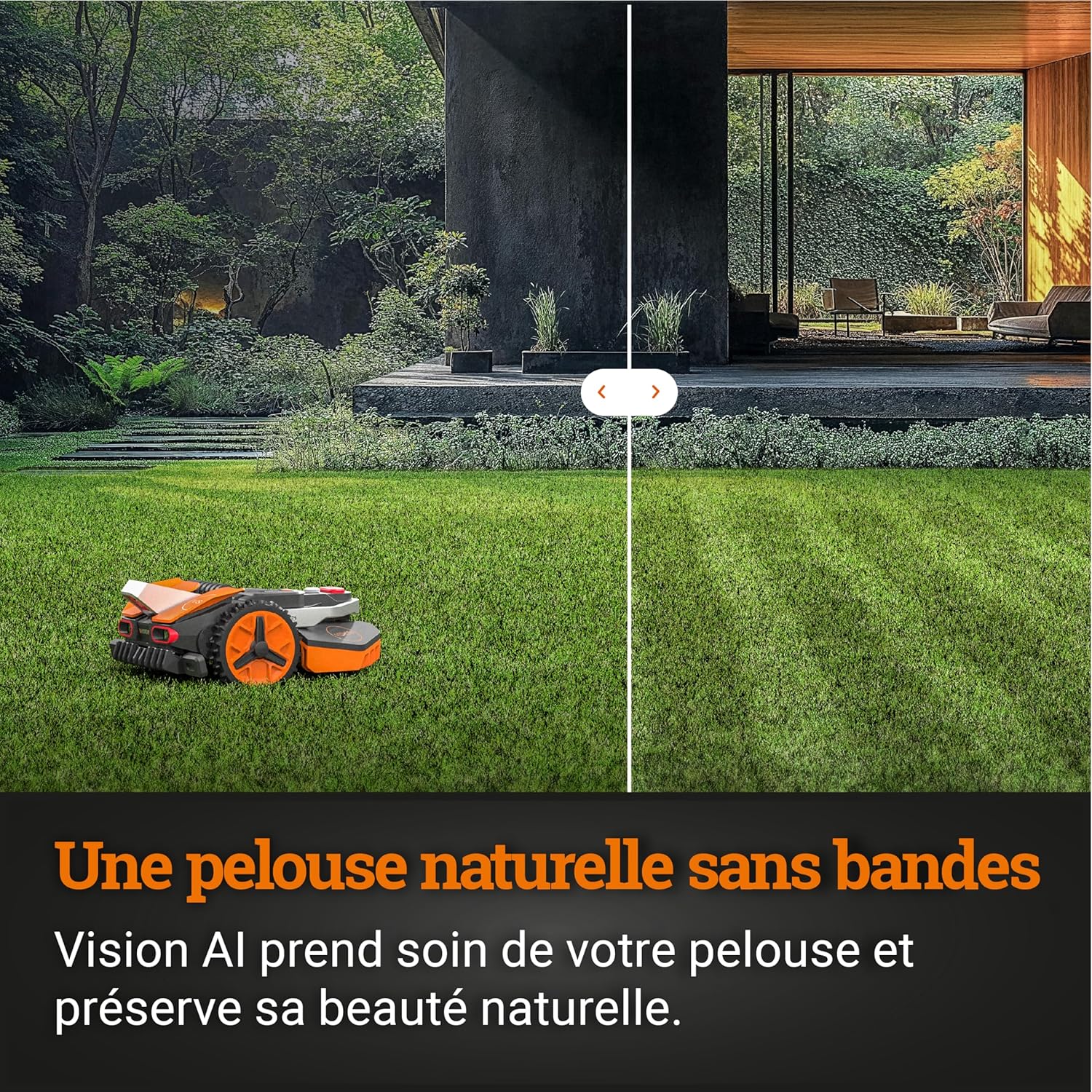 WORX LANDROID Vision WR206E.1, Robot Tondeuse sans Fil périphérique 600 m² Surf.Max 700 m², Installation en 30 Min, Caméra 4K + IA Adaptative, évite Tous Les Obstacles, Coupe des Bordures, Multizone