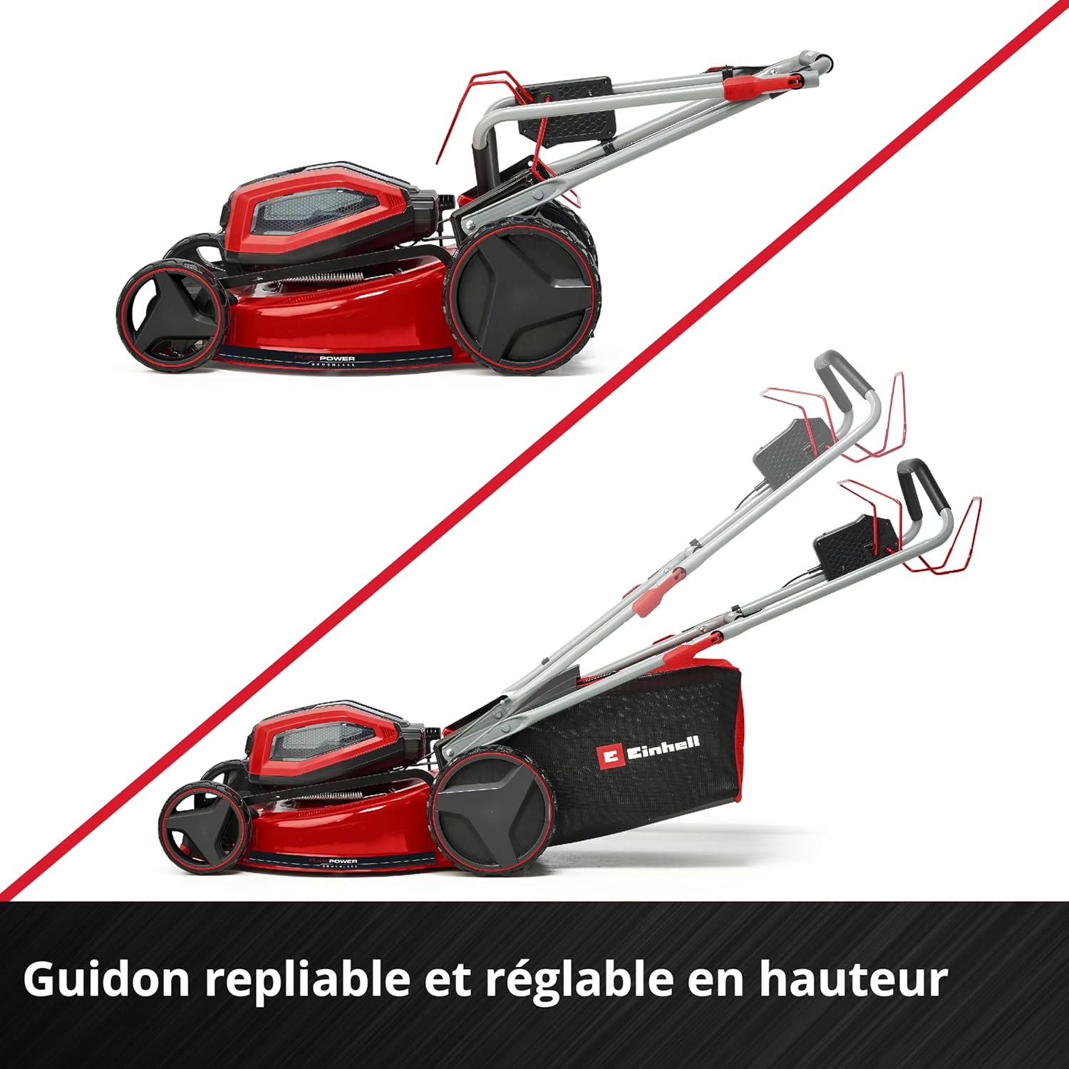 Einhell Professional Tondeuse à gazon sans fil GP-CM 36/47 S HW Li Power X-Change (36V, 47 cm largeur de coupe, autotractée, moteur sans charbon) Livré avec 4 Batteries 4,0Ah et 2 Chargeurs Doubles