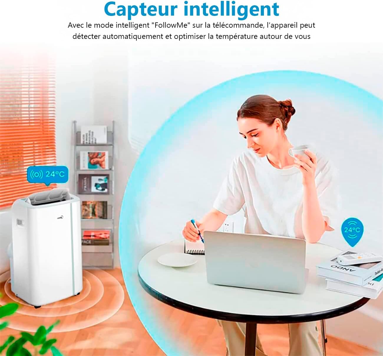 MIDEA Climatiseur PortaSplit Mobile Silencieux 4-in-1| 12000 BTU | Chauffage et Climatisation Portable Prêt à Poser 3,5kW- Clim Mobile avec rafraîchisseur, déshumidificateur, chauffage,ventilateur