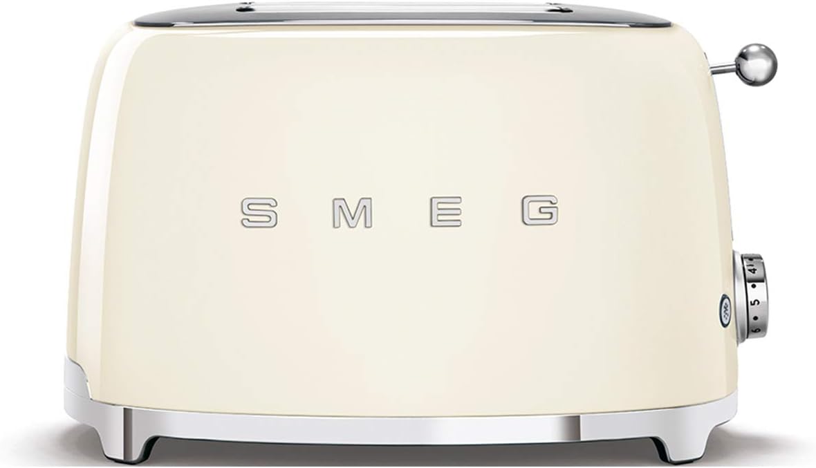 Smeg, Grille-pain 2 Tranches TSF01BLEU, 2 Fentes 36 mm, 6 Niveaux de Brunissage, Fonction Chauffage, Décongélation et Bagel, Éjection Automatique du Pain, Ramasse Miettes, 950 W, Noir
