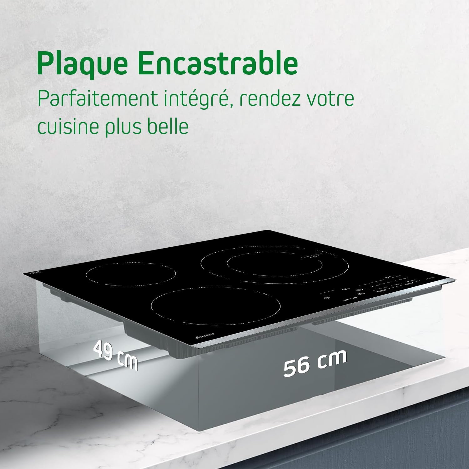 Sauter - SPI4360W - Plaque Induction - Table de Cuisson Encastrable - Blanc - 3 Foyers - 7200W - Dimensions Encastrement : 56x49cm - Grand Foyer 28 cm et 14 Positions Cuissons - Fabriqué en France