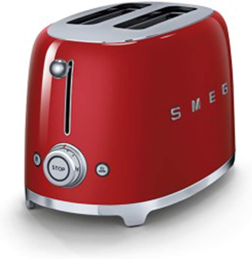 Smeg, Grille-pain 2 Tranches TSF01BLEU, 2 Fentes 36 mm, 6 Niveaux de Brunissage, Fonction Chauffage, Décongélation et Bagel, Éjection Automatique du Pain, Ramasse Miettes, 950 W, Noir