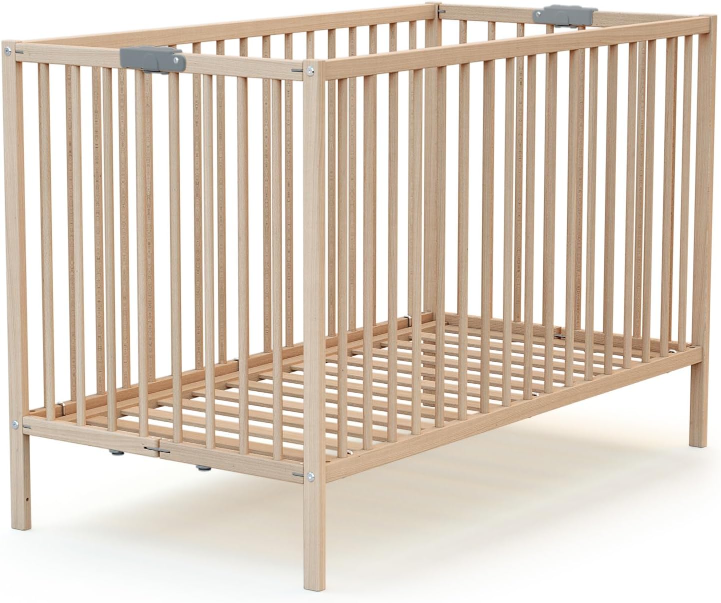 WEBABY - Lit bébé pliant 60x120cm Blanc | Bois massif | Dès la naissance |Confort de sommeil | Sommier à lattes | Compact | Transportable | Pliable |Gain de place | Lit de voyage