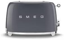 Smeg, Grille-pain 2 Tranches TSF01BLEU, 2 Fentes 36 mm, 6 Niveaux de Brunissage, Fonction Chauffage, Décongélation et Bagel, Éjection Automatique du Pain, Ramasse Miettes, 950 W, Noir