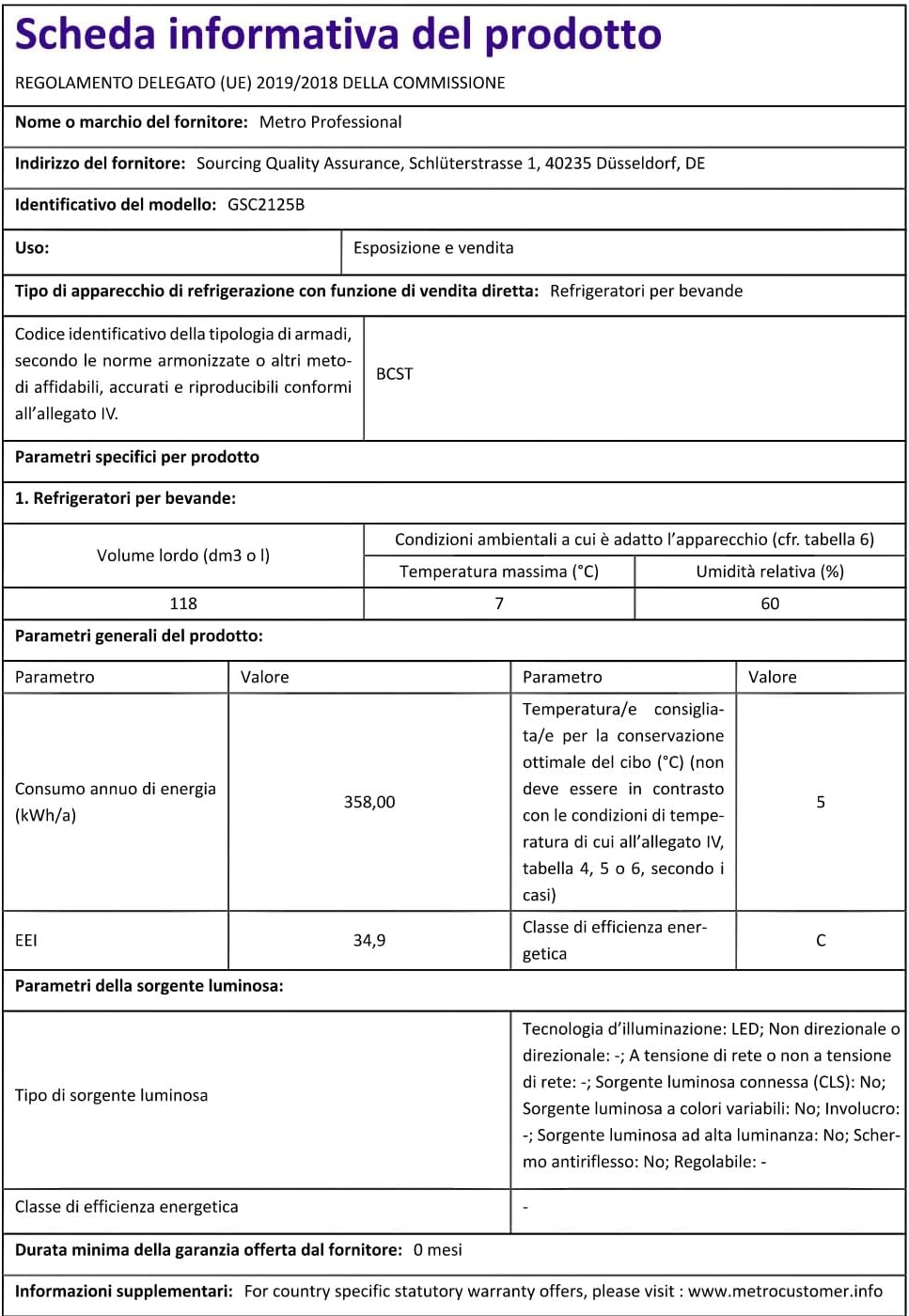METRO Professional Réfrigérateur à boissons GPC1088, métal/verre, 43 x 49 x 83 cm, 88 L, réfrigération statique, noir