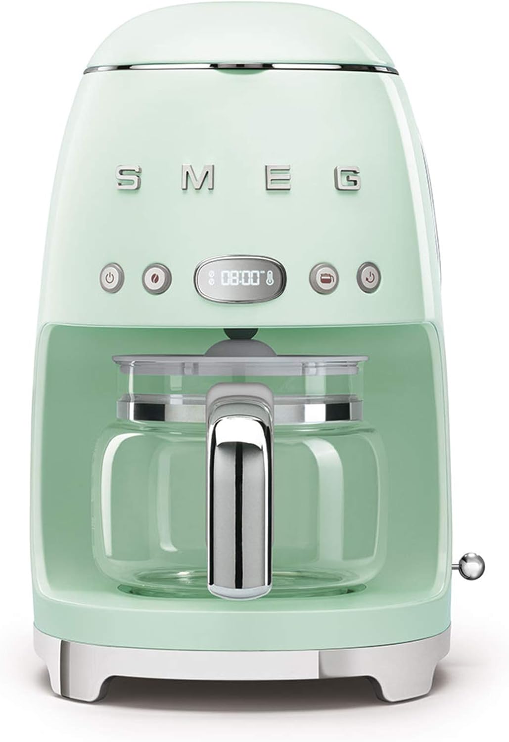Smeg, Machine à Café Filtre DCF02PBEU, Fonction Arôme et Autostart, Carafe en Verre Jusqu'à 12 Tasses, 2 Niveaux d'Intensité, Mode Maintien au Chaud, 1050 W, Bleu Clair Pastel