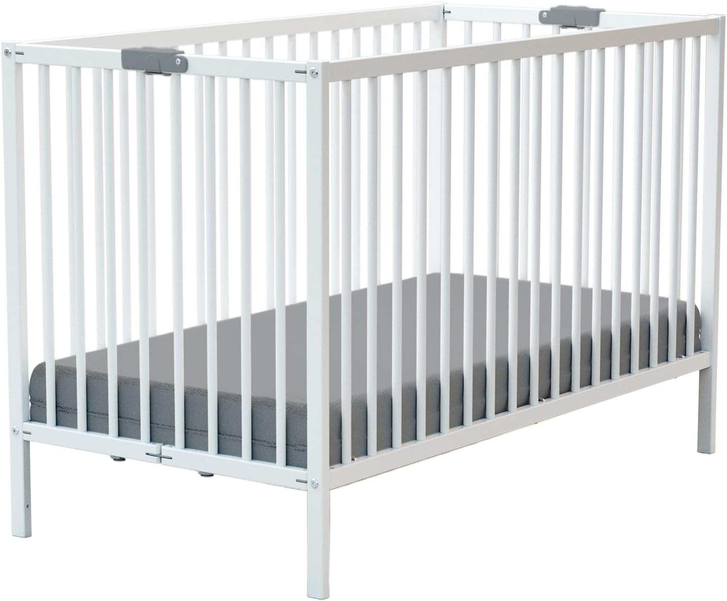 WEBABY - Lit bébé pliant 60x120cm Blanc | Bois massif | Dès la naissance |Confort de sommeil | Sommier à lattes | Compact | Transportable | Pliable |Gain de place | Lit de voyage