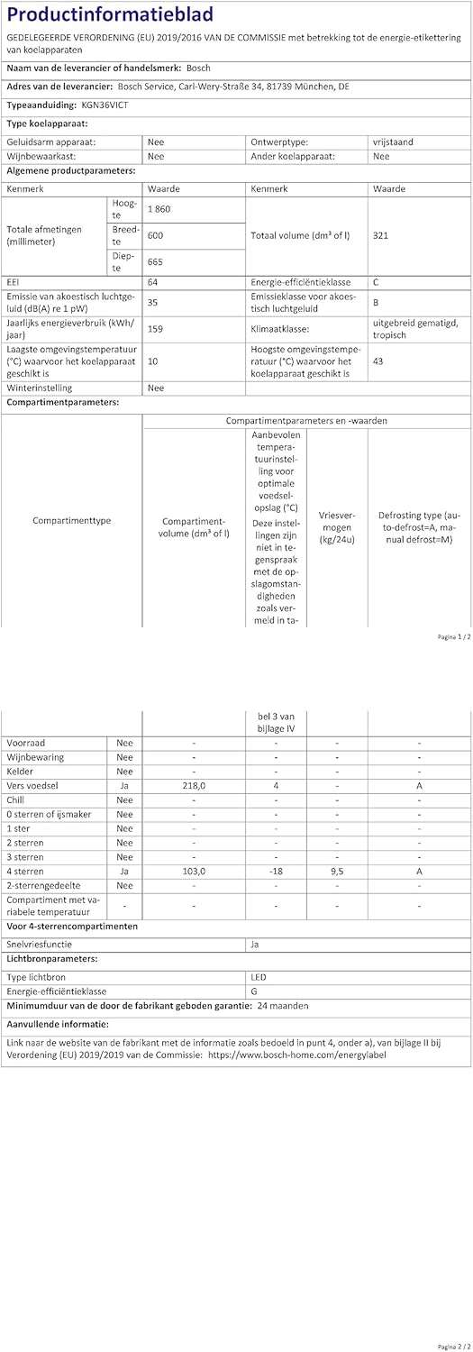 Bosch KGN39AIAT, Série 6, Réfrigérateur combiné pose-libre, 363 L, 203 x 60 (H x L), Inox anti trace de doigts