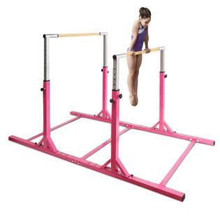 Barres parallèles de gymnastique pour enfants, barres horizontales doubles ajustables, largeur et hauteur, rose