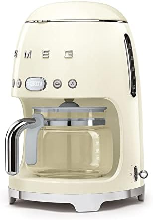 Smeg, Machine à Café Filtre DCF02PBEU, Fonction Arôme et Autostart, Carafe en Verre Jusqu'à 12 Tasses, 2 Niveaux d'Intensité, Mode Maintien au Chaud, 1050 W, Bleu Clair Pastel