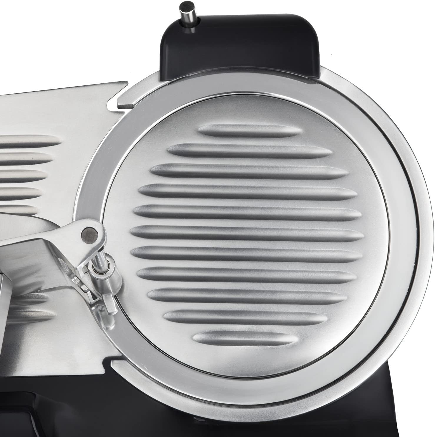 H.Koenig Trancheuse électrique à viande MSX254, charcuterie, professionnelle, précise,coupe 0-12 mm,lame 25 cm,aiguiseur intégré,large plateau,282 rpm, Rouge