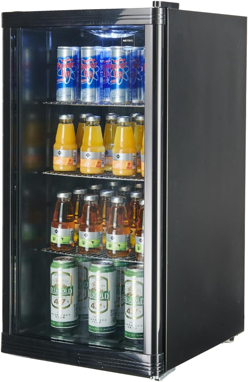 METRO Professional Réfrigérateur à boissons GPC1088, métal/verre, 43 x 49 x 83 cm, 88 L, réfrigération statique, noir