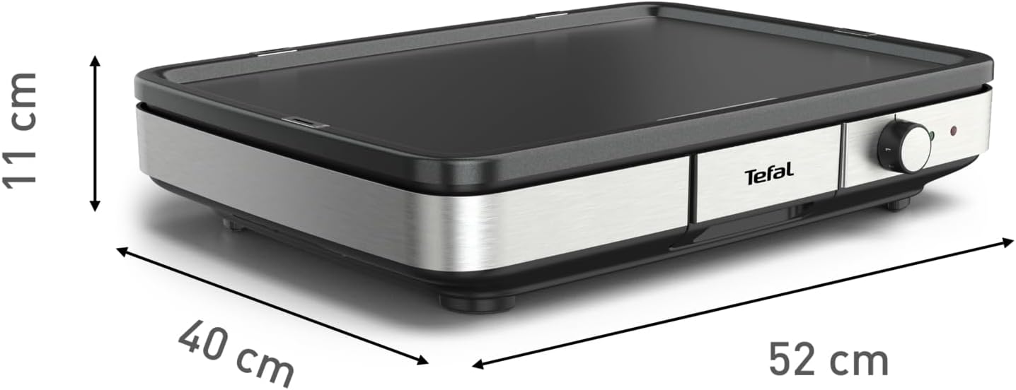 Tefal Plancha Electrique Maxi Plancha XXL 10/12 Personnes Plancha Intérieur Et Extérieur Inox CB690D12