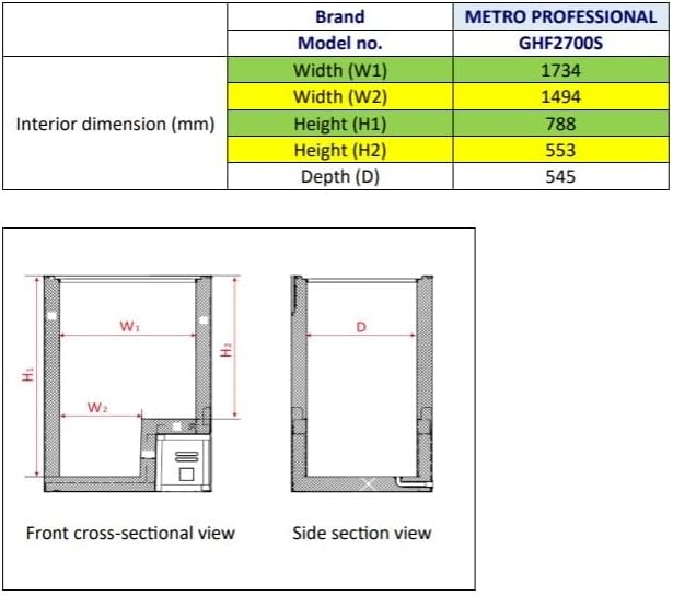 METRO Professional Congélateur bahut GHF2700S, acier, 188 x 73.5 x 94.5 cm, 700 L, 125 W, 3 paniers, éclairage LED, avec serrure, blanc/gris